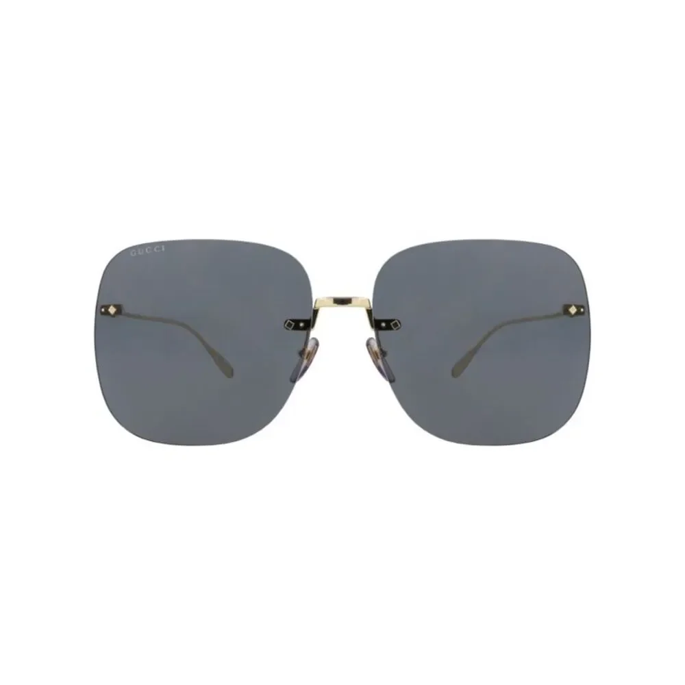 Gucci Square-Frame Metal Sunglasses Gold Womens